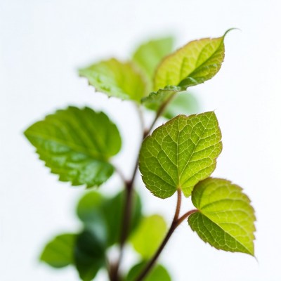 Fresh Green Leaves on Stem