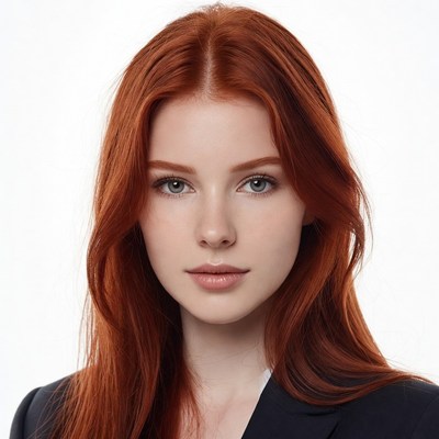 Redhead woman in black blazer
