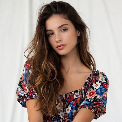 Beautiful woman in floral dress