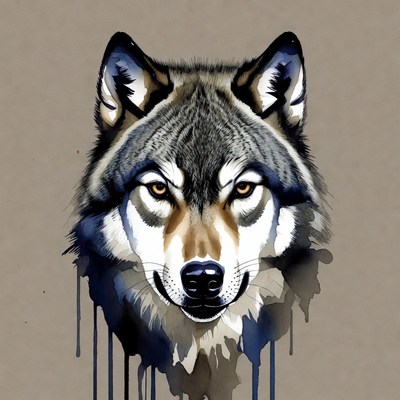 Gray Wolf Head Illustration