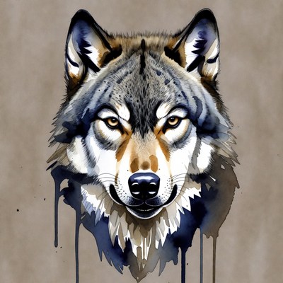 Gray wolf close-up illustration