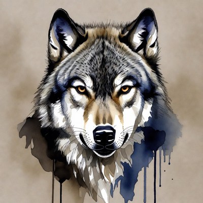 Close-up gray wolf portrait