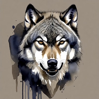 Gray Wolf Close-Up Portrait