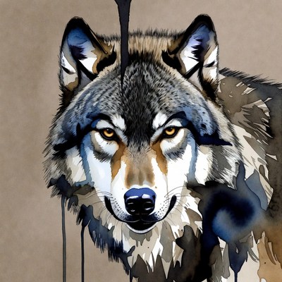Gray Wolf Portrait Illustration