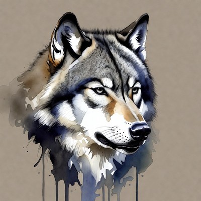 Gray Wolf Head Portrait