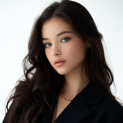 Beautiful woman with long dark hair