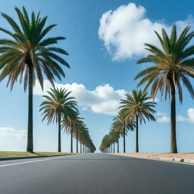 Palm Tree Lined Road
