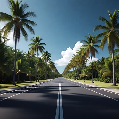 Palm Tree Lined Road