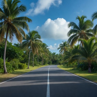 Palm Tree Lined Road