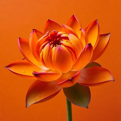 Orange lotus flower with water droplets