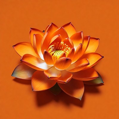 Orange lotus flower on orange background