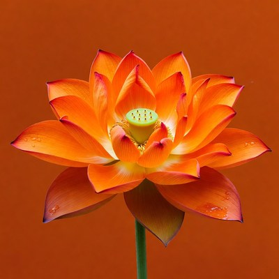 Orange lotus flower with water droplets
