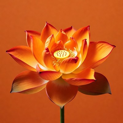 Orange lotus flower on orange background