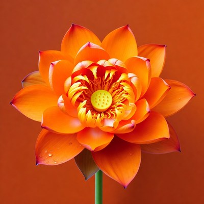 Orange lotus flower with water droplets