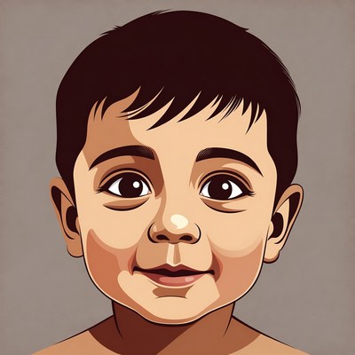Smiling Asian boy illustration