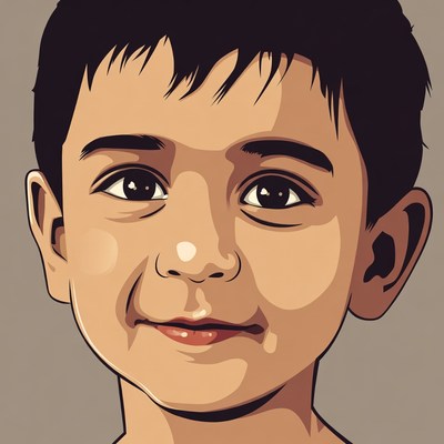 Smiling Asian boy portrait illustration