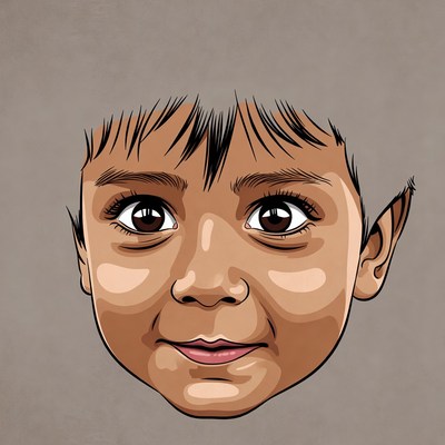 Cartoon Asian baby boy portrait