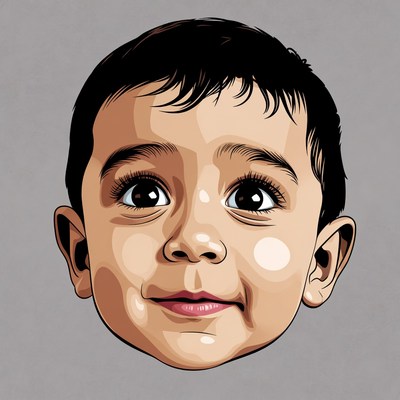 Smiling Asian baby boy illustration