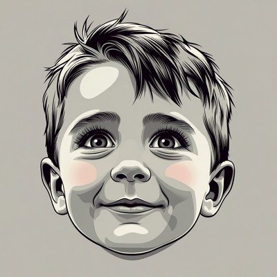 Smiling boy portrait illustration