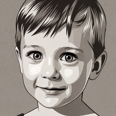 Smiling young boy portrait illustration