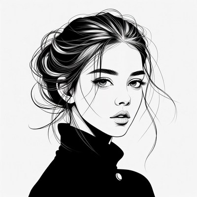 Woman with Messy Bun in Turtleneck