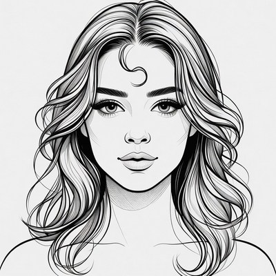 Beautiful blonde woman portrait illustration