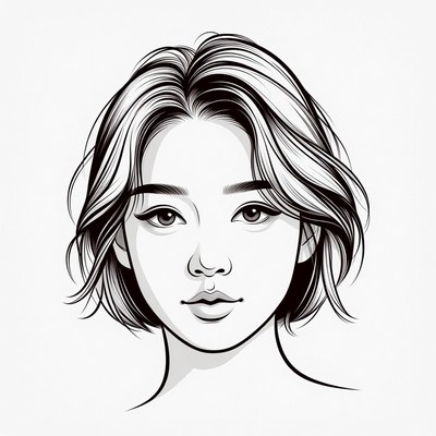 Asian woman with wavy short hair