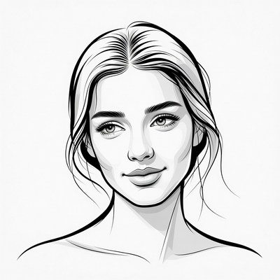 Beautiful woman line art portrait