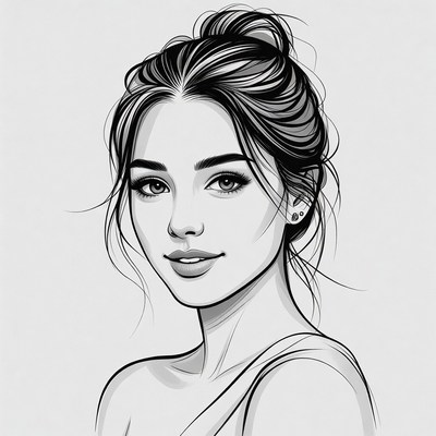 Beautiful woman with messy bun