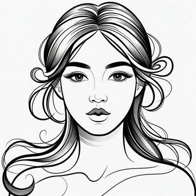 Beautiful Asian woman portrait illustration