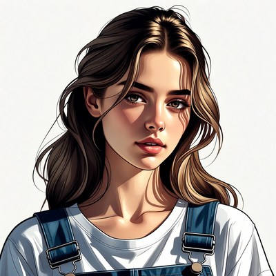 Beautiful woman in denim overalls