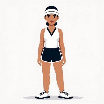 Asian woman in tennis outfit