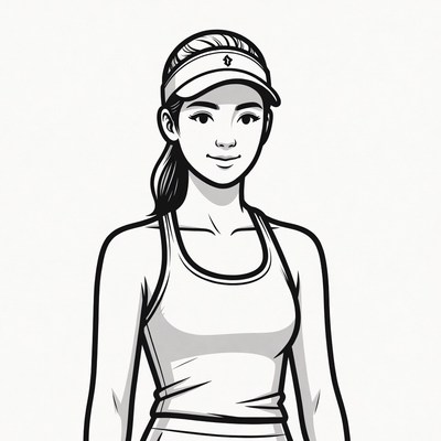 Asian woman in visor and tank top