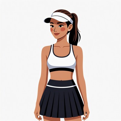 Woman in tennis visor and skirt