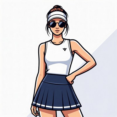 Woman in tennis visor and skirt