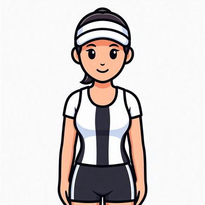 Asian woman in tennis outfit
