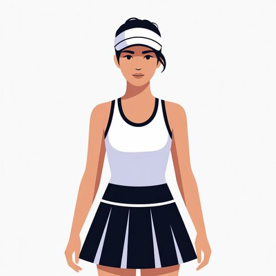 Asian woman in tennis outfit