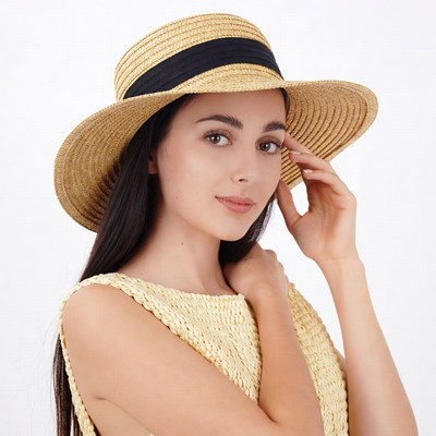 Woman wearing straw hat