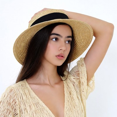 Woman wearing straw hat