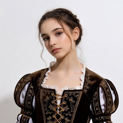 Girl in Renaissance velvet dress
