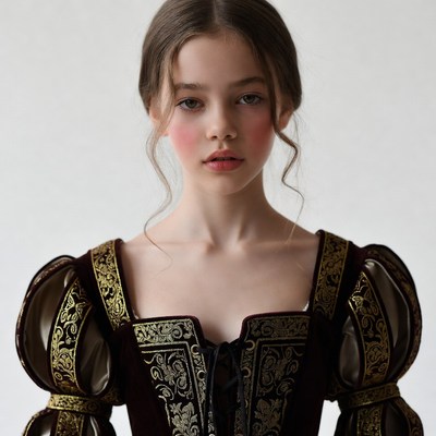 Girl in Renaissance velvet gown