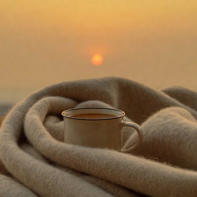 Cozy Tea Cup at Sunset