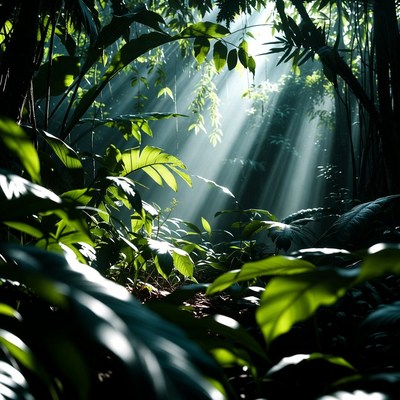 Sunlight Rays in Lush Jungle