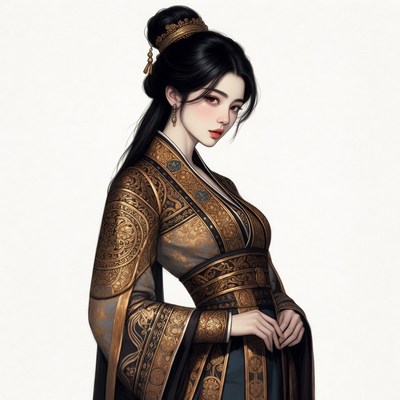 Asian woman in ornate hanfu