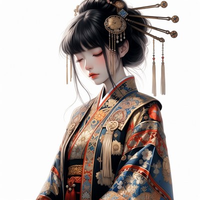 Japanese woman in ornate kimono