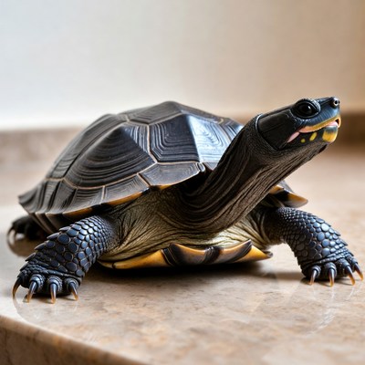 Black turtle with yellow markings