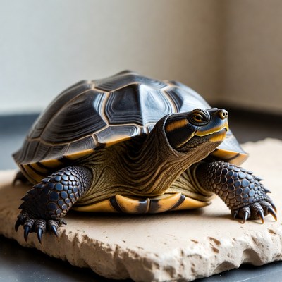 Black Turtle on Rock