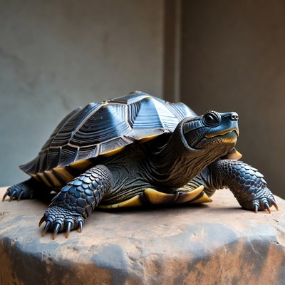 Black Turtle on Rock