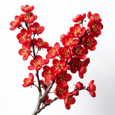 Red Flowering Quince Branch