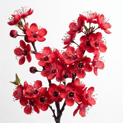 Red Cherry Blossom Branch